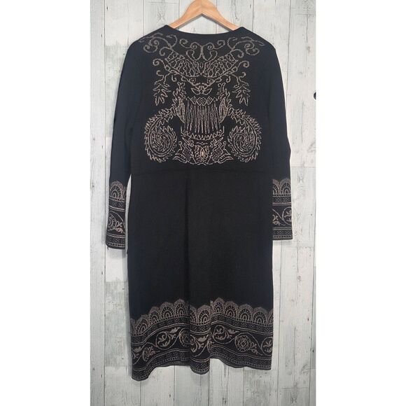 Chico's Black Gold Lurex Detail Longline Cardigan MISSING COLLAR Sz. L NWT - Picture 4 of 7